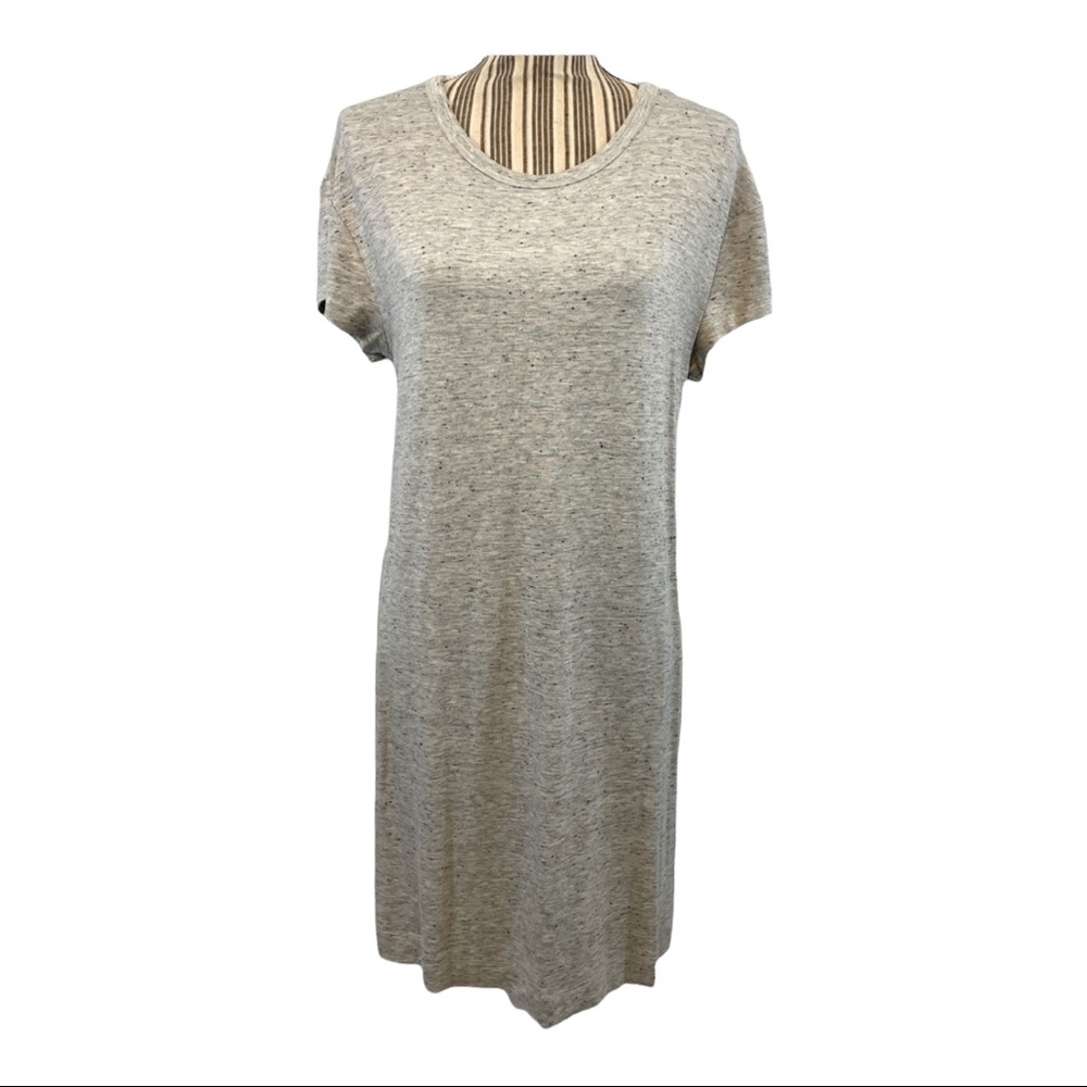 Loft gray short sleeve soft, comfy, flowy vneck dress medium